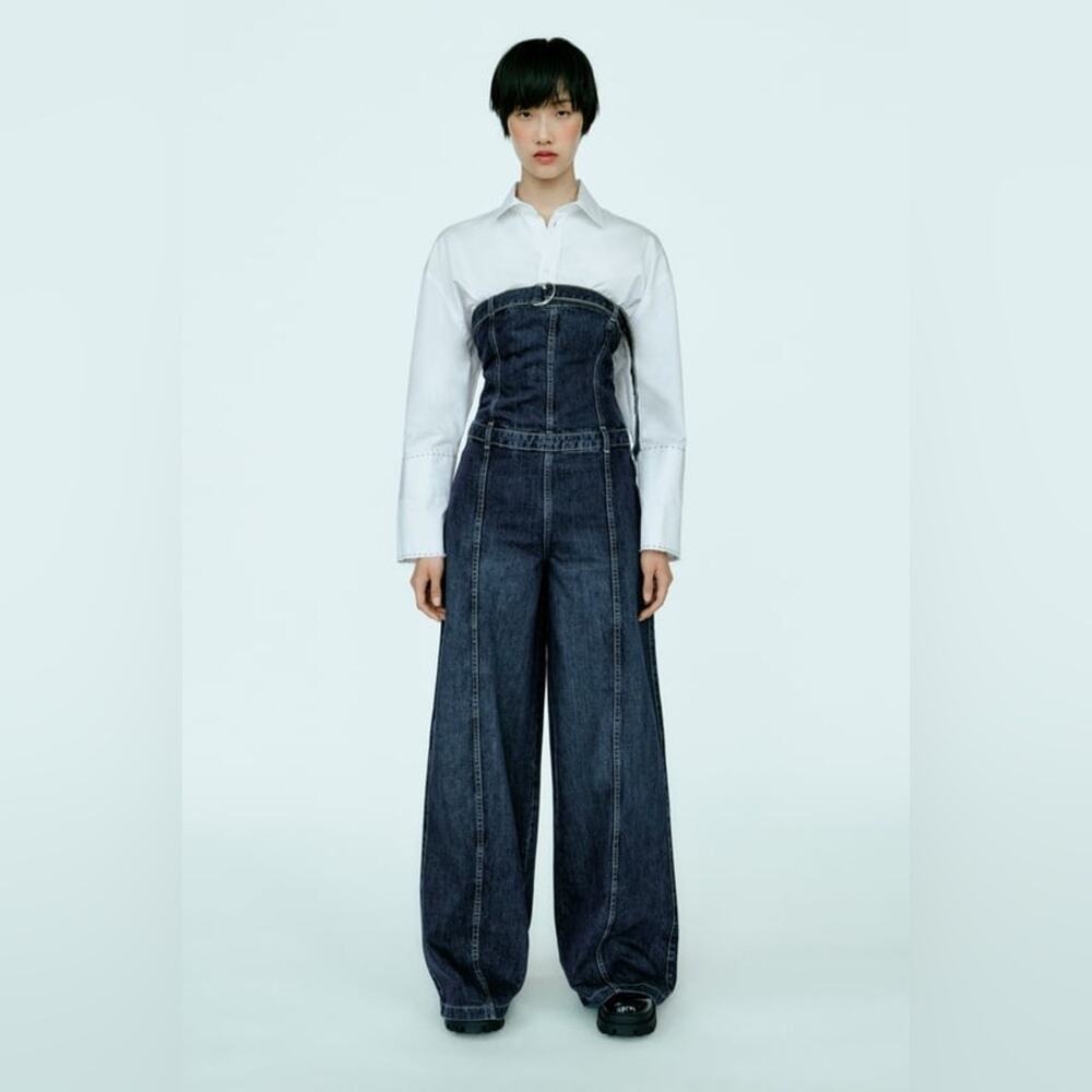 ZARA STRAPLESS TRF DENIM DRESS - Picture 9 of 15